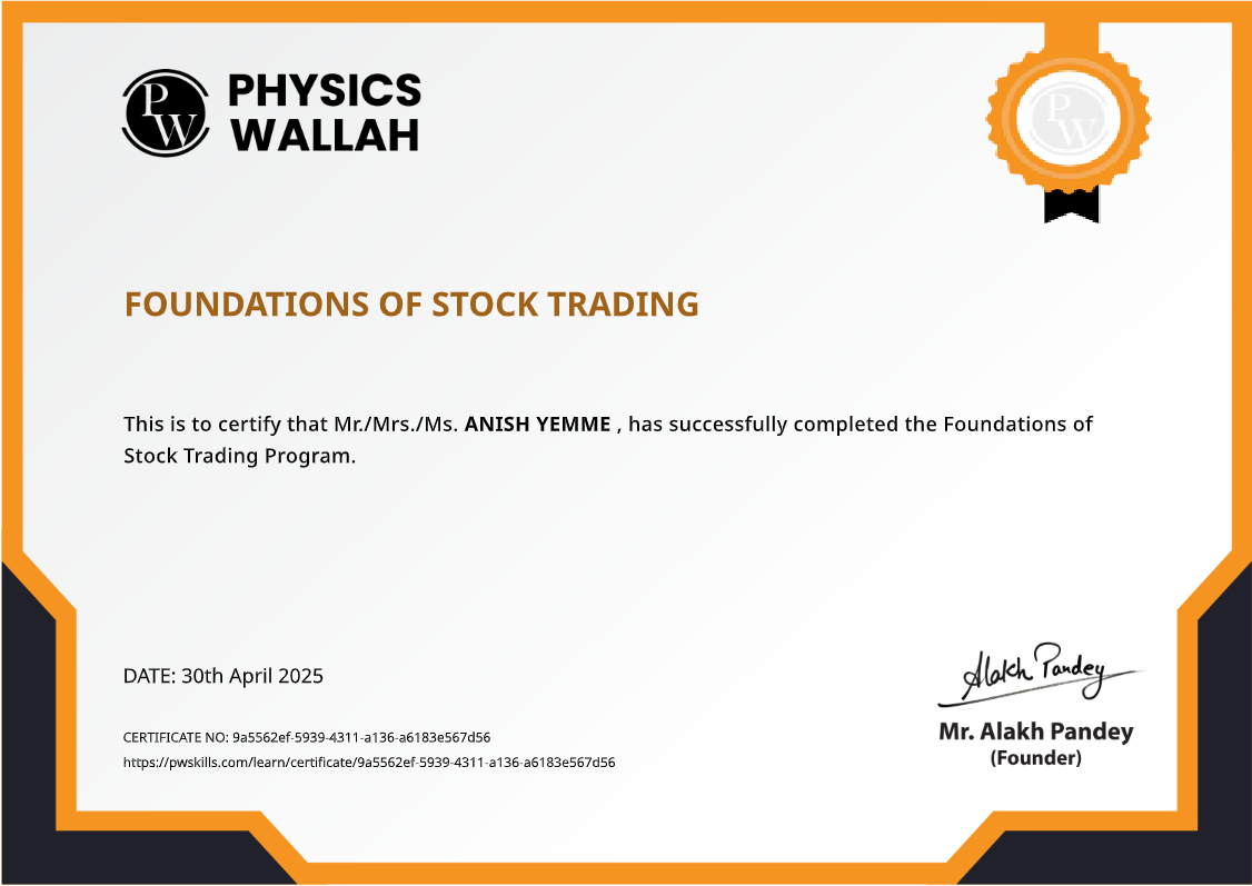 Foundations of Stock Trading — Physics Wallah
