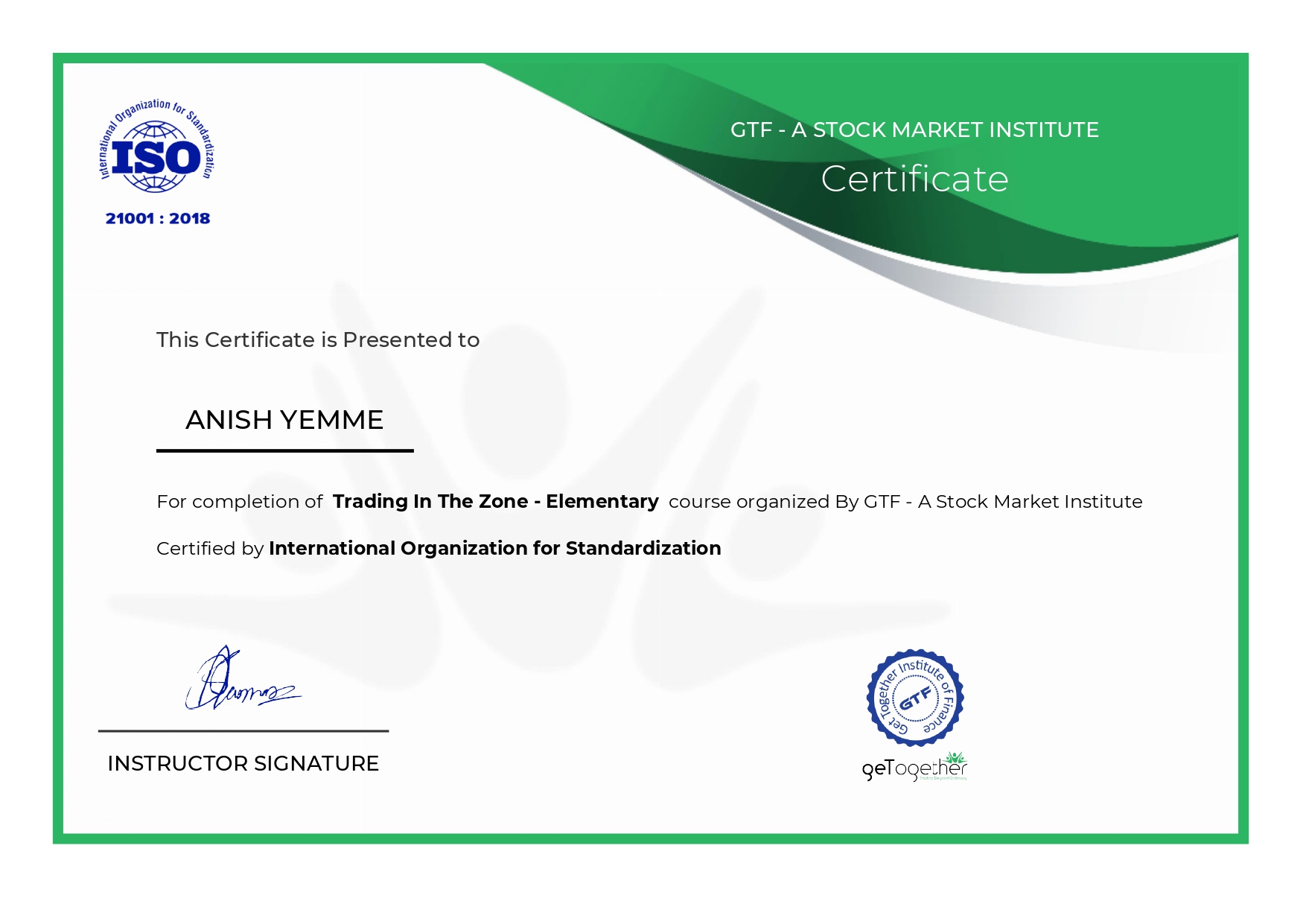Trading in the Zone — Elementary — GTF — Stock Market Institute